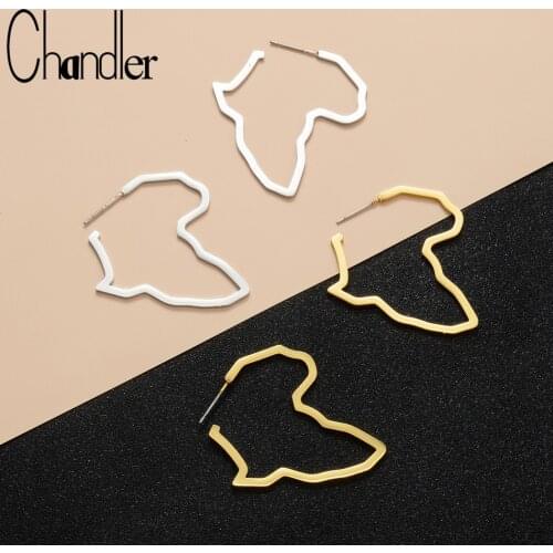 Chandler Big African Map Earrings Gold Africa Ornaments Traditional Ethnic Hyperbole Exaggerate Larger Earring Piercing Bijoux