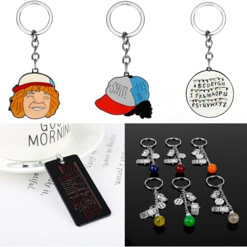 TV Series Stranger Things Keychain High Quality Lamp Bulb Metal Keyring Dustin Head Key Chains Car Bag Key Holder For Men Women