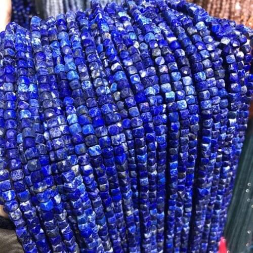 Natural Stone Beads Section Square Lapis lazuli Loose Beads For Jewelry Making 4 mm DIY Necklace Bracelet Earrings Accessory