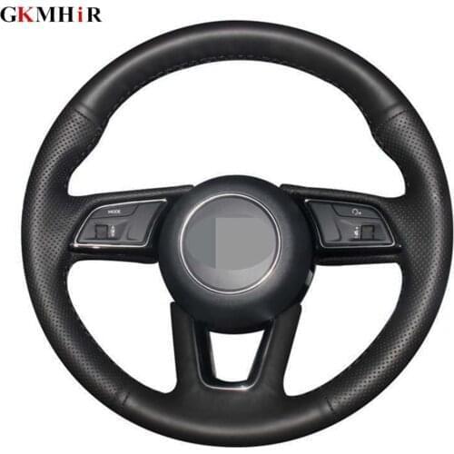 Car Steering Wheel Cover For Audi A4 (B9) Avant A5 (F5) Q2 A1 (8X) Sportback A3 (8V) DIY Black Artificial Leather