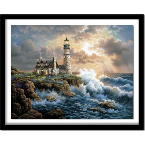 Diy Diamond Painting Cross Stitch 5D Diamond Set Full Diamond Embroidery Handmade Needlework lighthouse