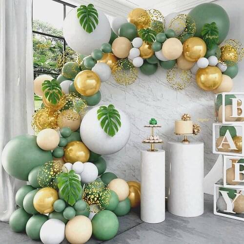 Jungle Safari Bean Green Balloon Garland Arch Chain Wedding Birthday Party Decor Kids Latex Ballon Garland Baby Shower Party