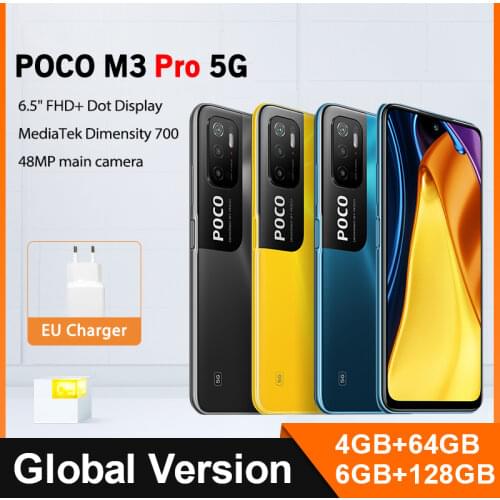 Global Version POCO M3 Pro 5G Smartphone NFC 64GB/128GB Octa Core Dimensity 700 90Hz 6.5” FHD+ Screen 48MP Triple Camera 5000mAh