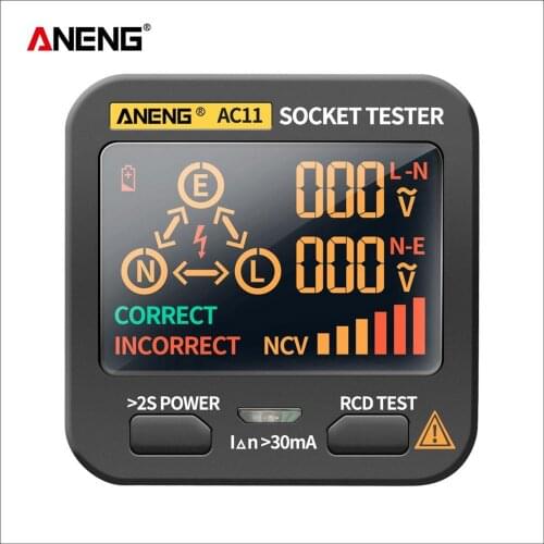 ANENG Intelligent LCD Digital Socket Circuit Detector Line Detection Plug Polarity Phase Electricity Test Plug US/AU/UK/EU Plug