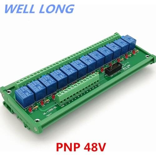 DIN Rail Mount 12 Channel PNP Type 48V 10A Power Relay Interface Module,SONGLE SRD-48VDC-SL-C Relay