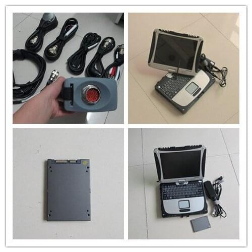 Mb star c3 red pro with laptop cf19 touch screen software ssd with 7 cables full set ready to use for cars and trucks diagnosis