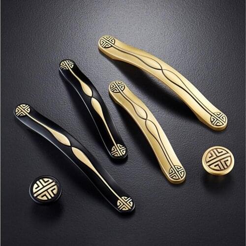 Retro Solid Copper Knobs and Pulls black/gold Cabinet Drawer round wardrobe handle Drawer Pulls Furniture Brass Handles