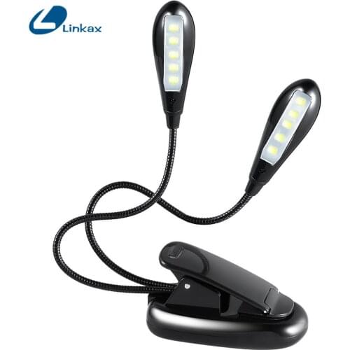 Mini Flexible Bright Clip Book Light Booklight 2 Led Ebook Reader Reading Camping Hiking Lamp Bulb Flashlight