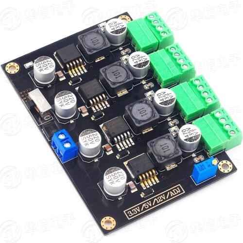 Lm2596 multi-channel switching power supply 3.3v/5v/12v/adj adjustable voltage output power supply module