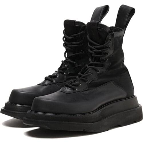 Height Increasing Men Motorcycle Boots Punk Fashion Thick Sole Mens Martin Boots 5 CM Lifted Cool Shoes