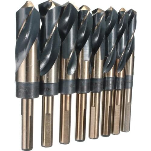 8Pcs 1/2" Shank 14-25.5mm HSS Bench Twist Drill Bit Set
