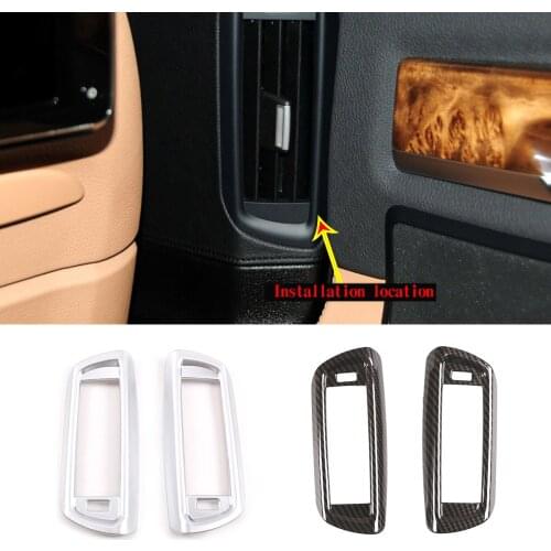 B-Pillar Air Condition Outlet Vent Frame Chrome Carbon Fiber ABS Cover Trim For 09-14 BMW 7 Series 730Li / 740Li / 750Li / 760Li
