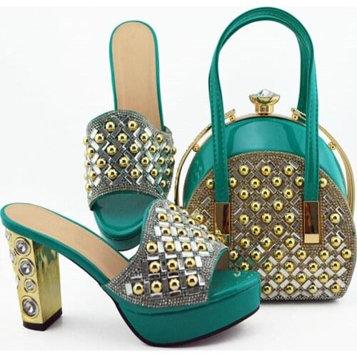 Nigerian New Coming Shoes And Bag Set For Party 2020 African Elegant Slipper Shoes And Bag Set Large Size 38-43 On Stock