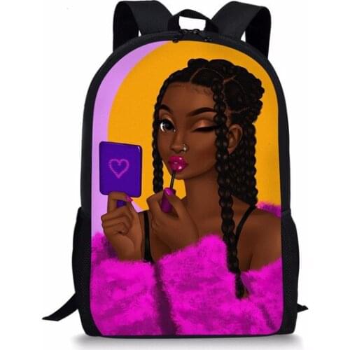 Custom pattern African Girl Printing The New School Bagpack Children Shoulder Book Bags Satchel School Bags for Kids