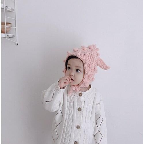 NEW baby girl hat 2019 autumn and winter knit newborn hat full cotton keep warm baby cap Korean Edition 9m 1 2 3 4 years