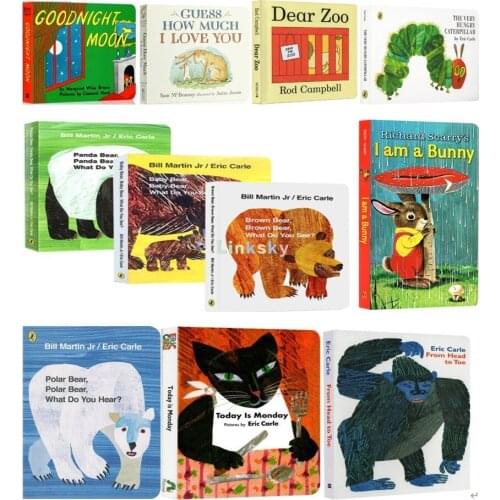 Original English Eric Carle Classic Picture Book for Baby, 11 books/set,Brown Bear, dear zoo,English Books for Children