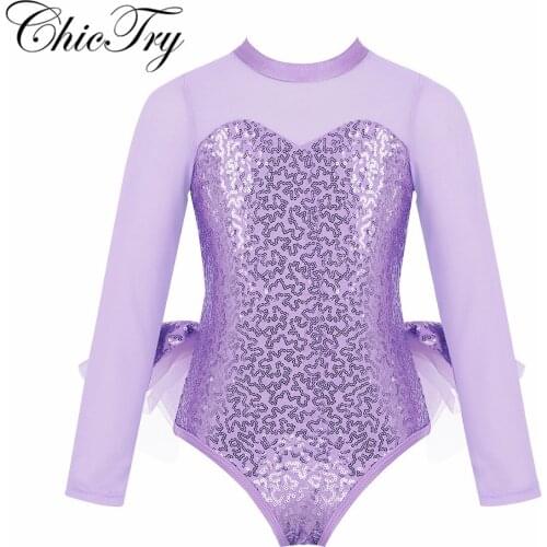 Kids Girls Tulle Sparkly Sequins Cutout Back Leotard Ballerina Dress for Modern Contemporary Ballroom Dance Stage Performance