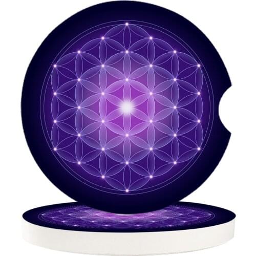 Car Ceramics Coasters Purple Life Flower Cup Mat Mug Coaster Teacup Pad Car Accessories Home Decor