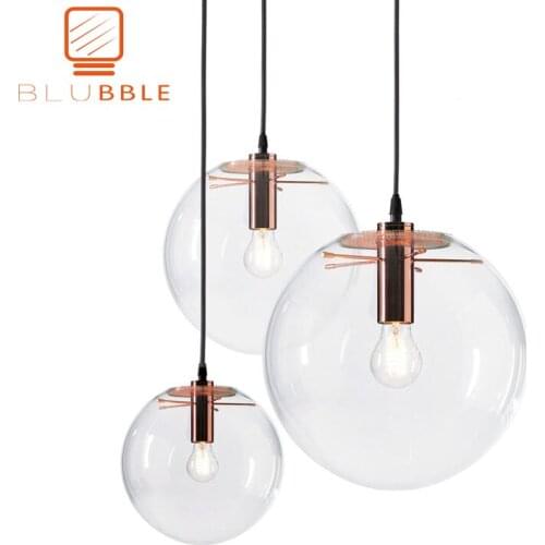 BLUBBLE Wonderland Modern Rose Gold Clear Glass Ball Pendant Handing Lamp Light Luster LED Glass Ball Bar Kitchen High Quality