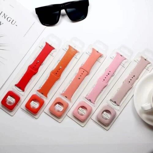 Suitable for Apple Watch 4 6 5 3 2 strap integrated forming rainbow splicing contrast elastic 38/40mm 42/44mm silicone watch