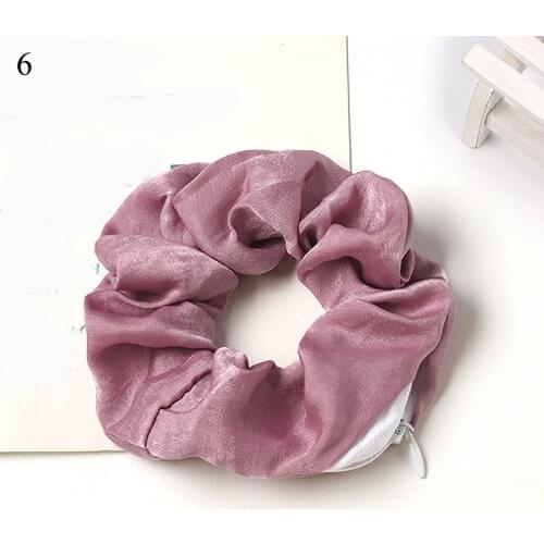 2020 Novelty Design Zipper Scrunchies Leopard Women Hair Ropes Elastic Hairbands Pocket Scrunchie Satin Hair Ties Accessories