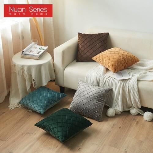 Home Luxury Waist Pillows Case Rhombic Lattice Velvet Pillow Cover 45x45/30x50cm Cushion Cover Square Decorative Pillows