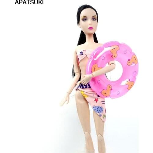 Pink Sea Bikini for Barbie Doll Beach Clothes Bra Underwear Lifebuoy Bathing Swimwear For 1/6 BJD Doll Accessories Kid Toy