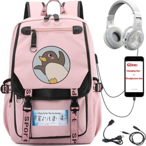 USB Charging teenagers Laptop packsack anime A Place Further Than the Universe backpack book Bag Women men Travel Backpack