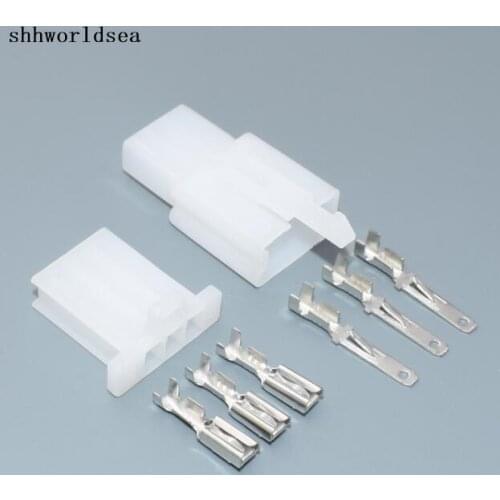Shhworldsea 10/50/100sets Motorcycle Car ATV Scooter Boat Male Female 3P 3Way Connectors 2.8mm Terminal