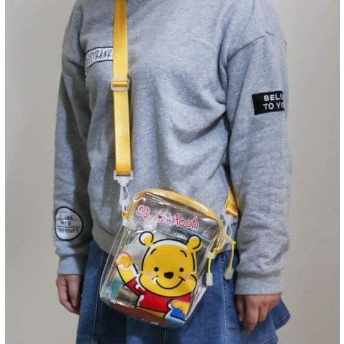 Disney cartoon cute transparent shoulder bag Winnie the Pooh toy story jelly bag waterproof mobile phone bag shoulder bag