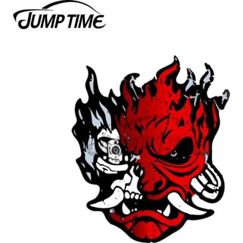 Jump Time 13 x 10.3cm ForCyber Samurai Mask Car Stickers JDM Vinyl Air Conditioner RV VAN Fine Decal Car Accessories Graphics