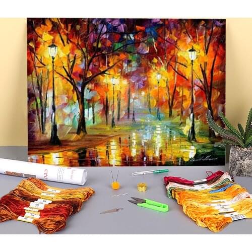 Unreal Senses Printed Water-Soluble Canvas 11CT Cross Stitch Kit DIY Embroidery DMC Threads Hobby Craft Handiwork Decor