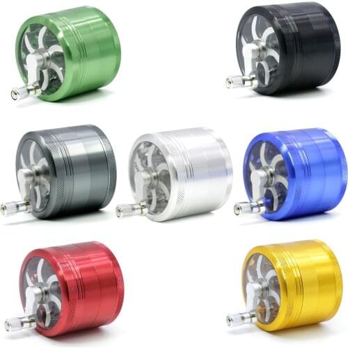 High quality 4 Layers 63mm Tobacco Spice Grinder Herb Weed Smoke Crusher Hand Crank Muller Mill Pollinator Smoking Accessories