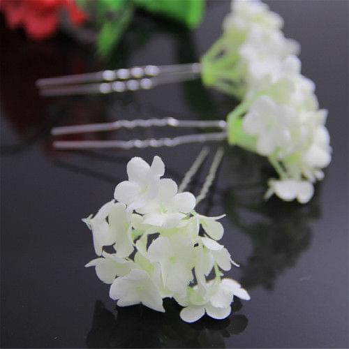 100 Pcs Pink White Purple Artificial Flower Hydrangea Hair Pins Bridal Hair Clip Hair Accessory