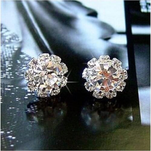 Brand New FASHION spherical Crystal Flower Stud Earrings for Women