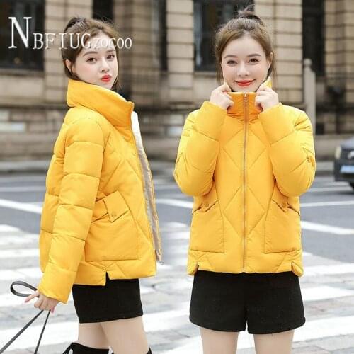 Winter Thick Warm Parka Solid Short Cotton Padded Parkas Stand Collar Outwear