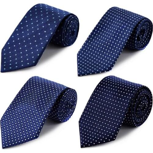 100% Real Silk Ties Men 8.5cm Striped Blue Necktie Solid Black Neckties Mens Business Neck Tie Polka Dot Groom Wedding Tie B123