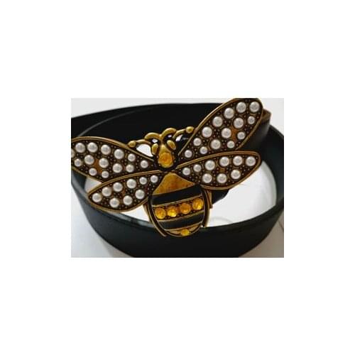 2018 Popular Bee Belt Buckle with diamond decoration autumn winter fashion man women cute bee belt leather belt gift