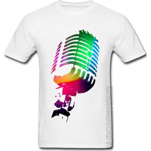 3XL Fashion Popular Cheap T Shirts The Neon Microphone Rock DJ Music Band Tee-Shirt For Men Novelty Pure Cotton Tops/Tees