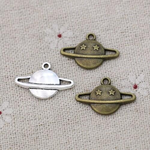 40pcs Vintage Antique Bronze Plated Planet Charms Pendants for Jewelry Making DIY Handmade 13x20mm