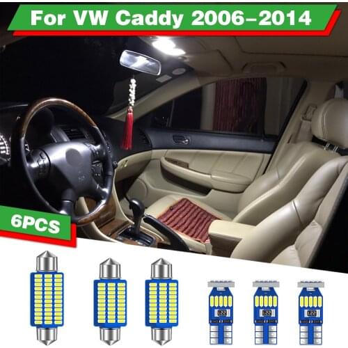 6pcs Car LED Reading Light Interior Dome Lamp Trunk Light For VW Volkswagen Caddy 2006 2007 2008 2009 2010 2011 2012 2013 2014