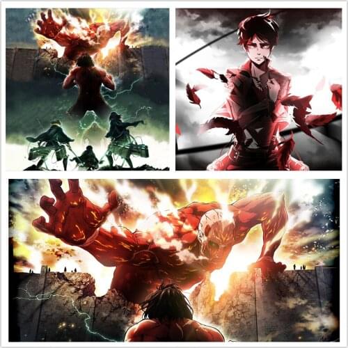 Diamond Painting Attack on Titan Japanese Anime Wall Poster Embroidery Full Mosaic Cross Stitch Kits Living Room Decoration