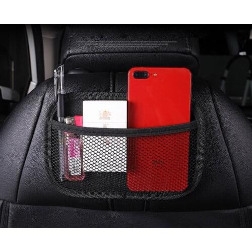 Car Storage Box Mobile Phone Charger Pocket Universal Auto Seat Back Storage Mesh Net Bag Sticking Holder Organizer Accessories