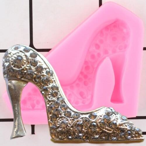 Shiny High Heels Silicone Mold Wedding Fondant Cake Decoration Tools Candy Resin Polymer Clay Molds Chocolate Gumpaste Mould