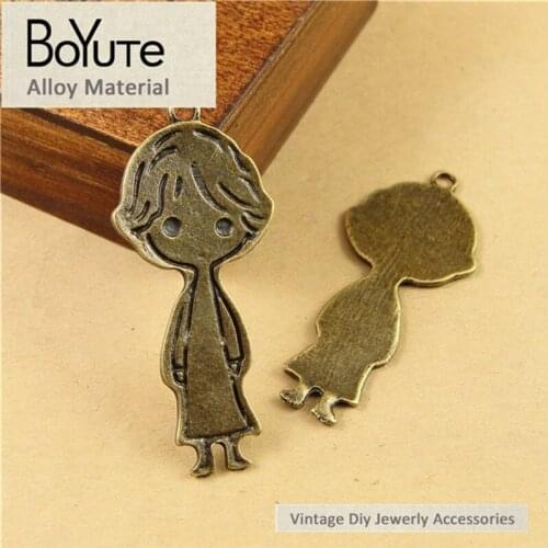BoYuTe (60 Pieces/Lot) 48*21MM Antique Bronze Plated Zinc Alloy Boy Charms Pendants for Jewelry Making Diy Handmade Craft
