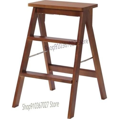 Solid Wood Household Ladder Household Folding Stool Kitchen High Bench Climbing Small Ladder Folding Step Stool