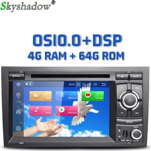 DSP IPS Android 10.0 8Core 4GB + 64GB Car DVD Player GPS Map RDS Radio Wifi DVR camera TV OBD2 For Audi A4 SEAT EXEO 2002 - 2012