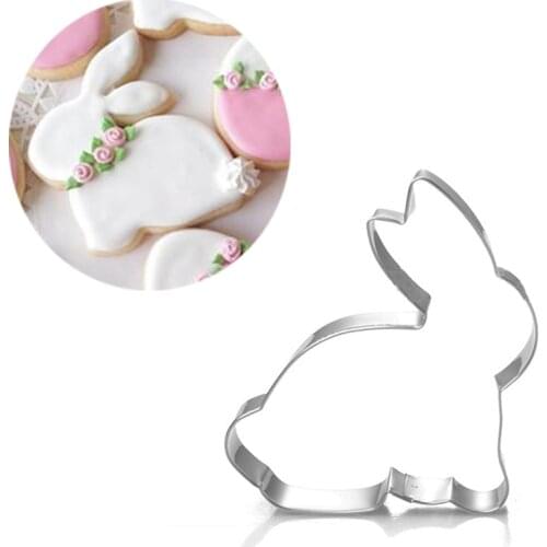 4Pcs Easter Bunny Pattern Baking Mold Stainless Steel 3D Tool Kitchen Chocolate Biscuit Cookie Cutter Pastry Diy Cake Decoration