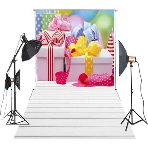 HUAYI Photography Backdrop Birthday Decoration Big Gift Balloon Pure Floor Bowknot Background For Studio Photo XT-7052