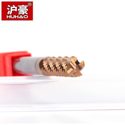 HUHAO Import HRC55 Milling Cutter 4 Flutes Coarse End Mill CNC Tool Extended Coated Wave Edge Router Bit For Steel Metal Wood